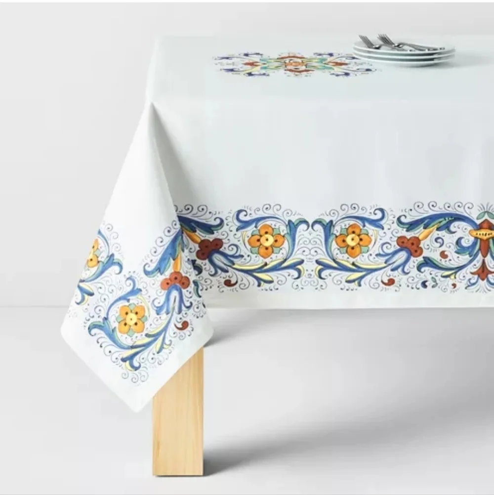 Sur La Table Deruta-Style Tablecloth, Retail Price $179.95 USD,Size 108
